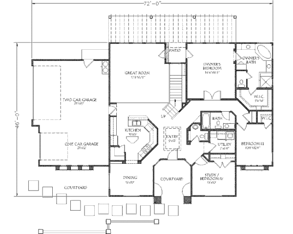 Adobe / Southwestern Floor Plan - Main Floor Plan #24-267