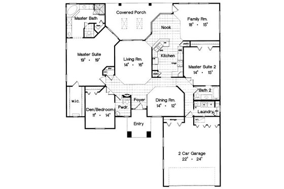 Floor Plan - Main Floor for Mediterranean House Plan #417-272 - 3 bed, 2.5 bath