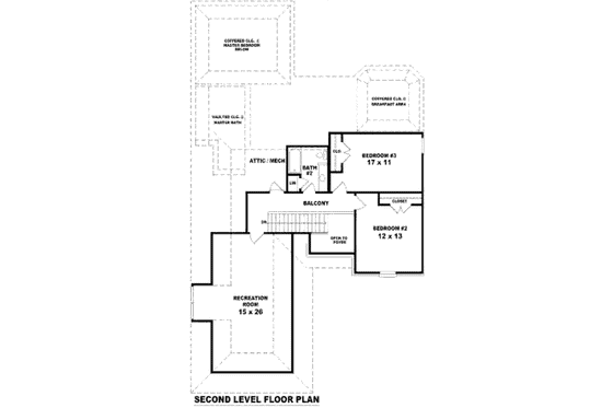 Floor Plan - Upper Floor for European House Plan #81-13745 - 3 bed, 2.5 bath