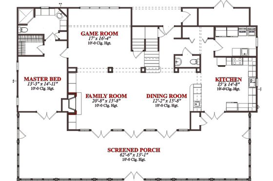 Floor Plan - Main Floor for Cabin House Plan #63-303 - 5 bed, 3.5 bath