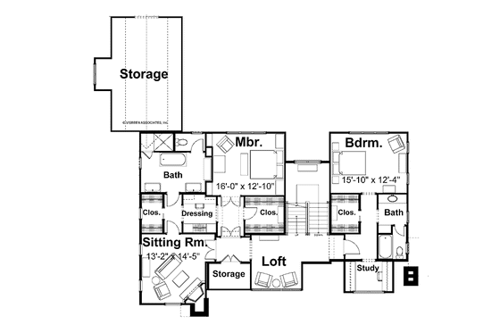 Floor Plan - Upper Floor for Craftsman House Plan #928-19 - 4 bed, 3.5 bath