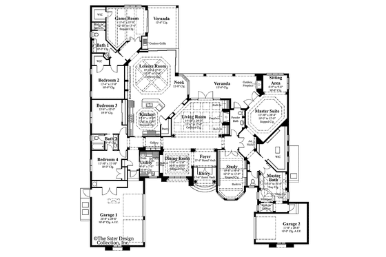 Floor Plan - Main Floor for Mediterranean House Plan #930-315 - 4 bed, 3.5 bath