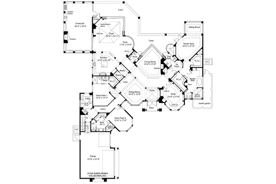 Floor Plan - Main Floor for Mediterranean House Plan #930-194 - 3 bed, 4.5 bath
