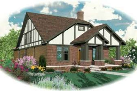 Exterior - Front Elevation for Tudor House Plan #81-421 - 3 bed, 3 bath