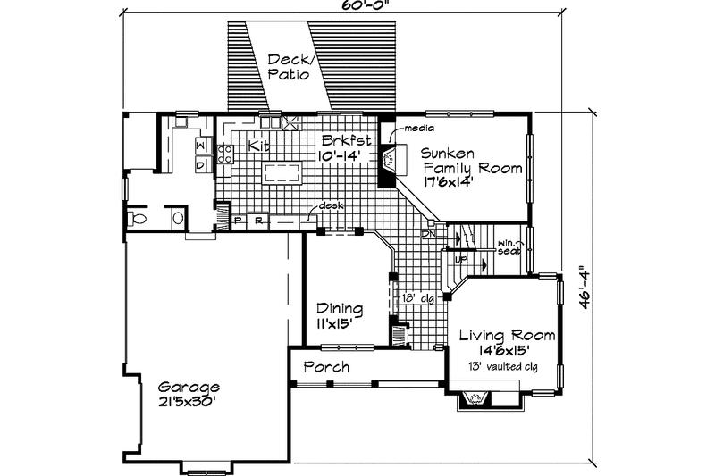 Home Plan - Floor Plan - Main Floor for European House Plan #320-524 - 3 bed, 2.5 bath
