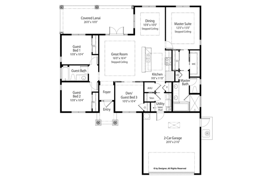Floor Plan - Main Floor for Mediterranean House Plan #938-73 - 3 bed, 2 bath