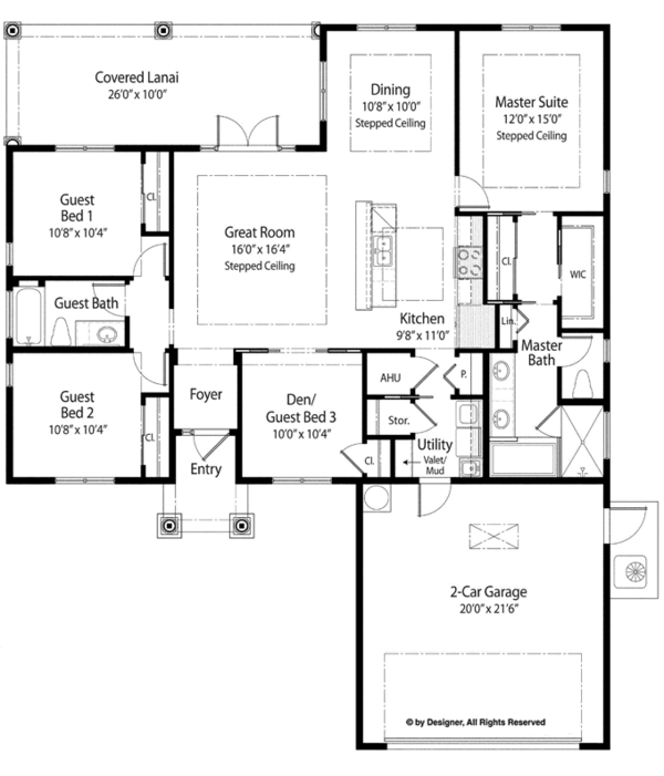 Architectural House Design - Mediterranean Floor Plan - Main Floor Plan #938-73