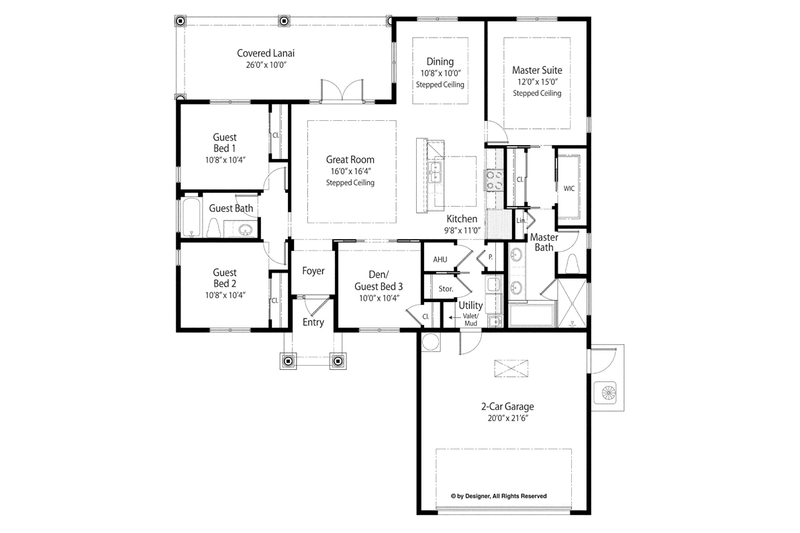 Architectural House Design - Floor Plan - Main Floor for Mediterranean House Plan #938-73 - 3 bed, 2 bath