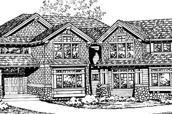 Exterior - Front Elevation 3 for Craftsman House Plan #132-347 - 5 bed, 4.5 bath