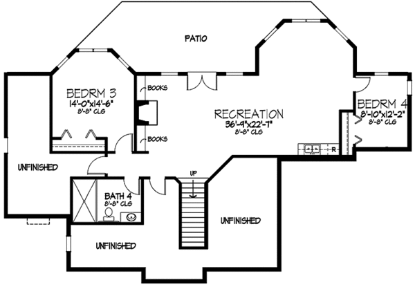 Architectural House Design - Traditional Floor Plan - Lower Floor Plan #320-1430