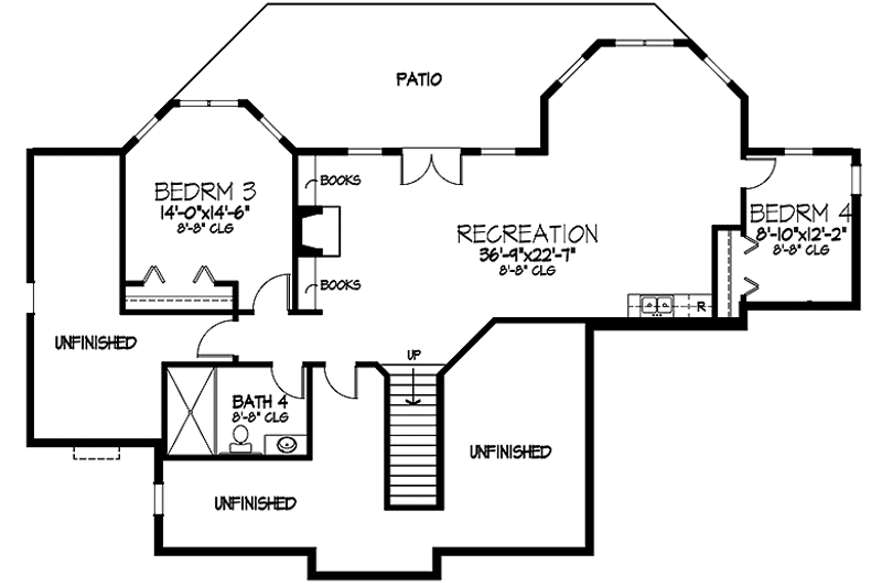 Dream House Plan - Floor Plan - Lower Floor for Traditional House Plan #320-1430 - 4 bed, 3.5 bath