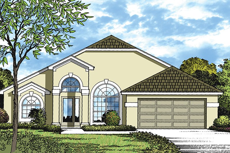 Dream House Plan - Exterior - Front Elevation 4 for Mediterranean House Plan #417-836 - 3 bed, 2 bath