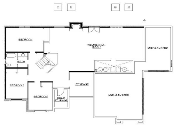 House Design - Traditional Floor Plan - Lower Floor Plan #5-283