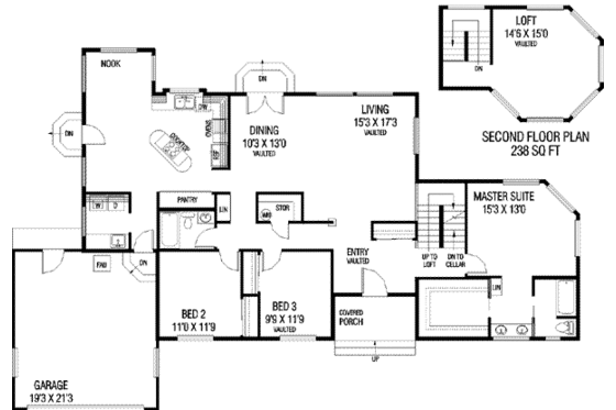 Floor Plan - Main Floor for Modern House Plan #60-503 - 3 bed, 2 bath