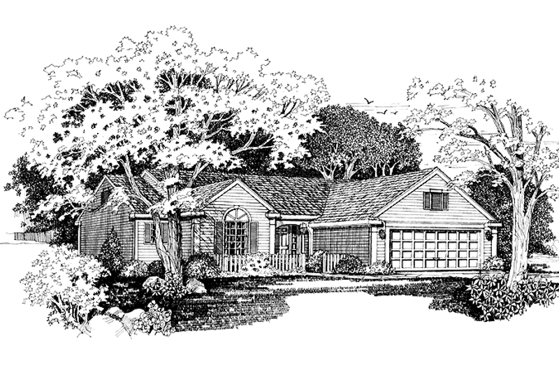 Architectural House Design - Ranch Exterior - Front Elevation Plan #72-961