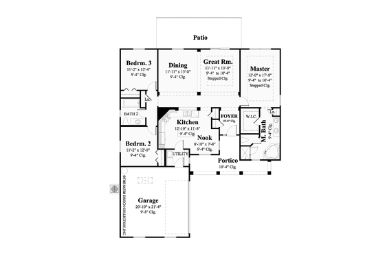 Floor Plan - Main Floor for Country House Plan #930-437 - 3 bed, 2 bath