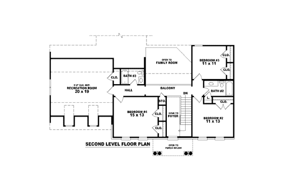 Floor Plan - Upper Floor for Classical House Plan #81-13697 - 4 bed, 3.5 bath