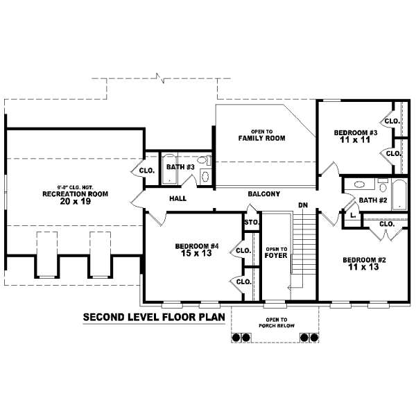 Floor Plan - Upper Floor for Classical House Plan #81-13697 - 4 bed, 3.5 bath