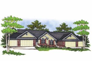 Exterior - Front Elevation 3 for Ranch House Plan #70-1406 - 6 bed, 6 bath