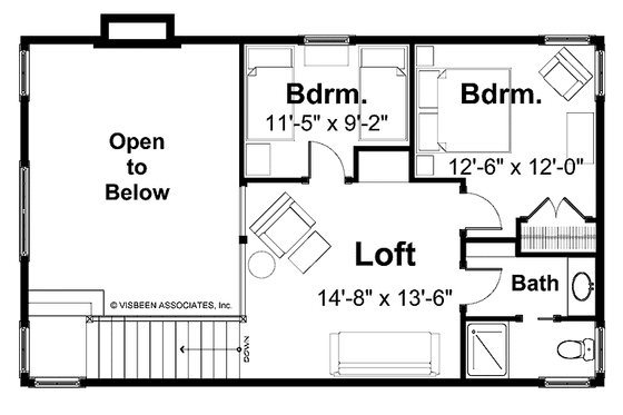 Floor Plan - Upper Floor for Traditional House Plan #928-17 - 3 bed, 2.5 bath