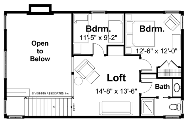 Traditional Floor Plan - Upper Floor Plan #928-17
