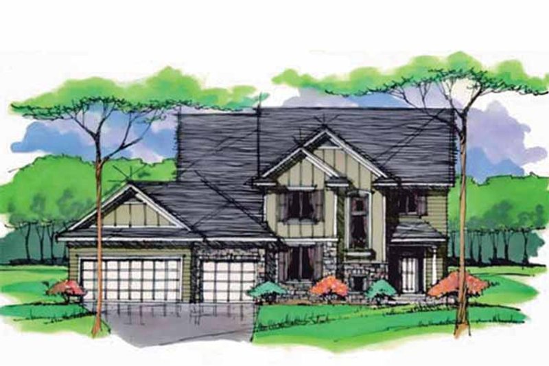 Architectural House Design - Exterior - Front Elevation 4 for Colonial House Plan #51-1001 - 3 bed, 2.5 bath