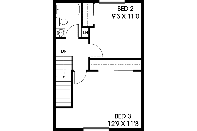Home Plan - Floor Plan - Upper Floor for Colonial House Plan #60-1024 - 3 bed, 2 bath