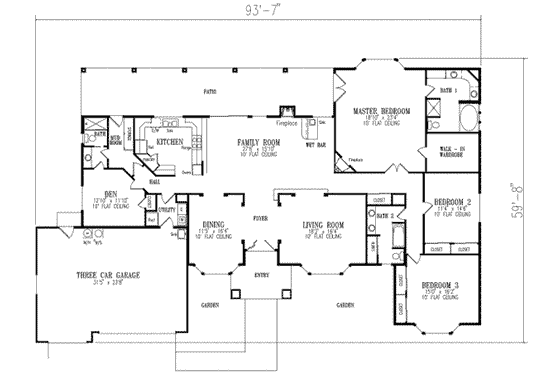 Floor Plan - Main Floor for Mediterranean House Plan #1-762 - 4 bed, 3 bath