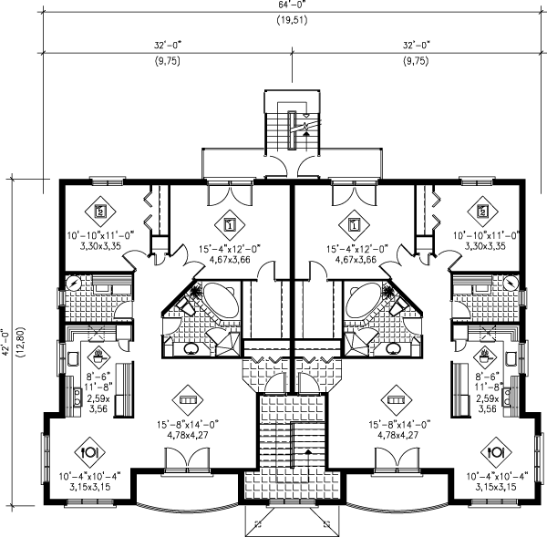 European Floor Plan - Upper Floor Plan #25-307