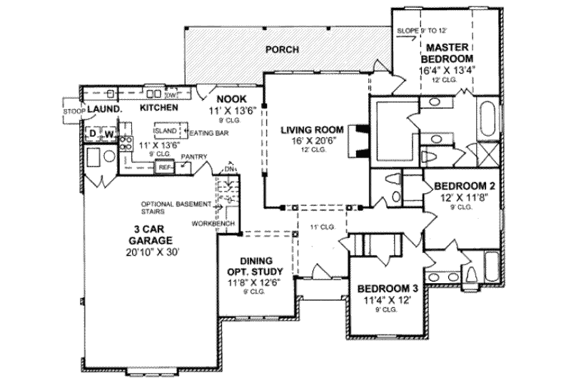 Dream House Plan - Floor Plan - Main Floor for Traditional House Plan #20-1556 - 3 bed, 3 bath