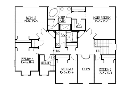 Floor Plan - Upper Floor for Craftsman House Plan #132-375 - 4 bed, 2.5 bath