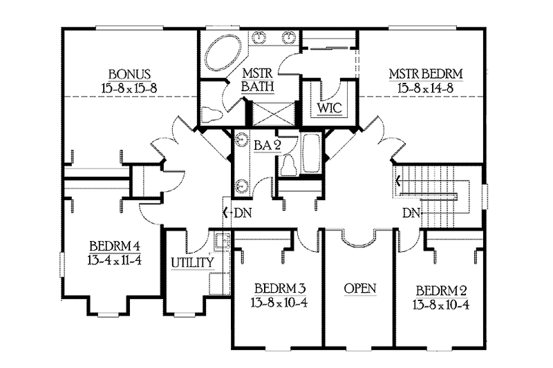 Home Plan - Floor Plan - Upper Floor for Craftsman House Plan #132-375 - 4 bed, 2.5 bath