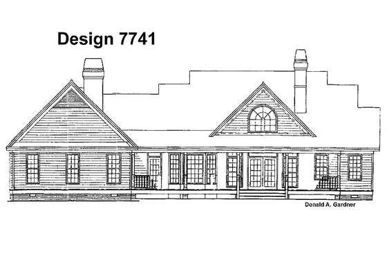 Exterior - Rear Elevation for Country House Plan #929-376 - 3 bed, 2.5 bath