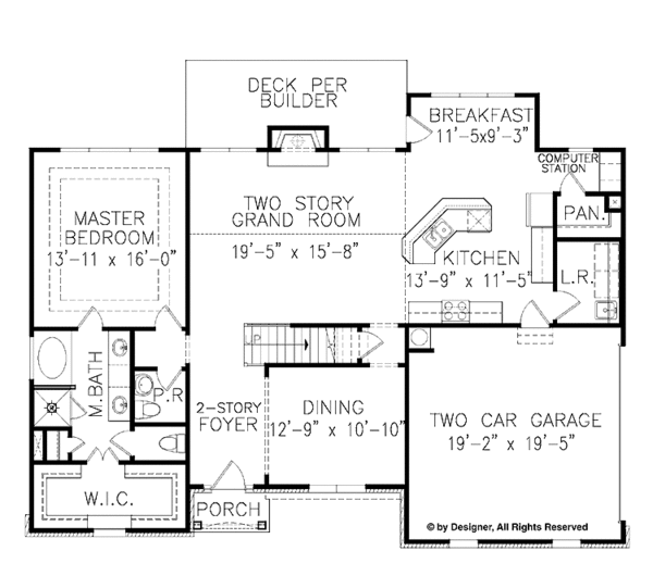 Dream House Plan - Craftsman Floor Plan - Main Floor Plan #54-306