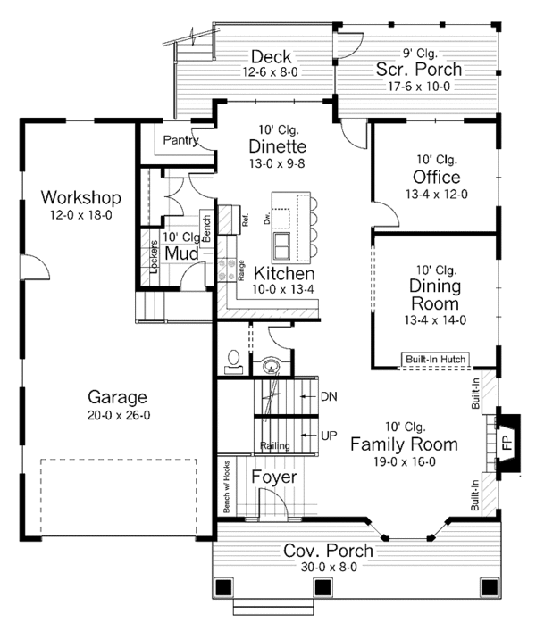 Home Plan - Craftsman Floor Plan - Main Floor Plan #51-964