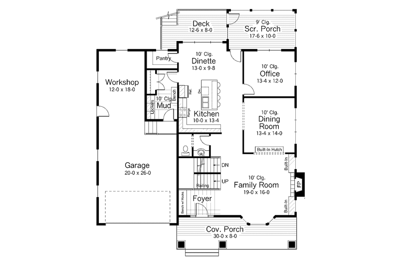 Home Plan - Floor Plan - Main Floor for Craftsman House Plan #51-964 - 3 bed, 2.5 bath