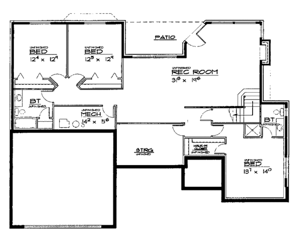 Home Plan - Traditional Floor Plan - Lower Floor Plan #308-280