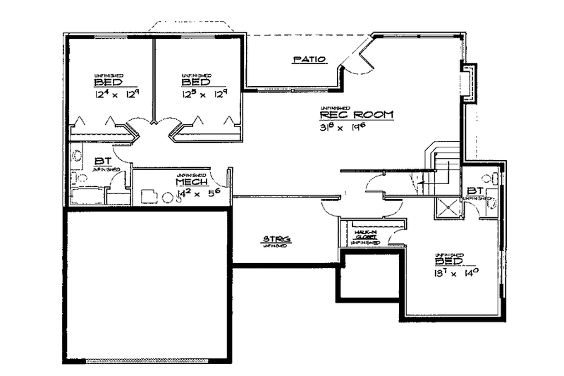 Home Plan - Floor Plan - Lower Floor for Traditional House Plan #308-280 - 2 bed, 2 bath