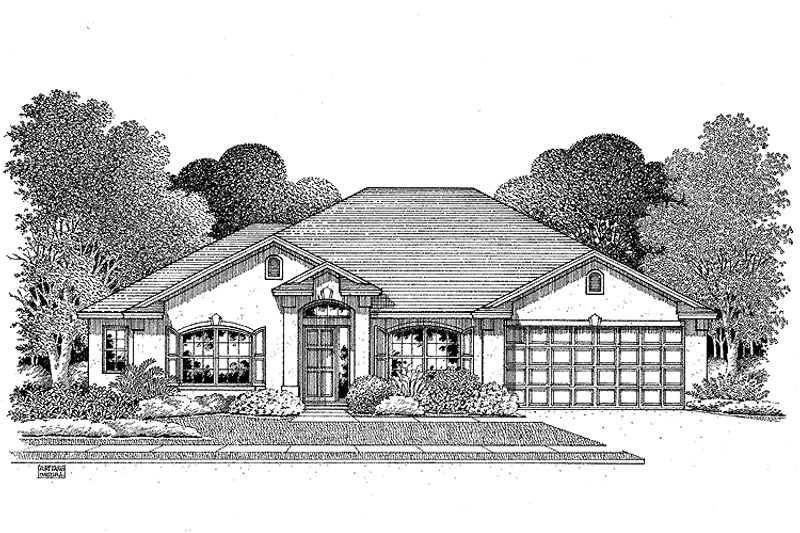 Architectural House Design - Exterior - Front Elevation 3 for Mediterranean House Plan #999-100 - 3 bed, 2 bath