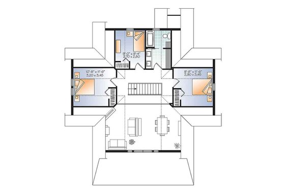 Floor Plan - Upper Floor for Traditional House Plan #23-2609 - 4 bed, 3 bath