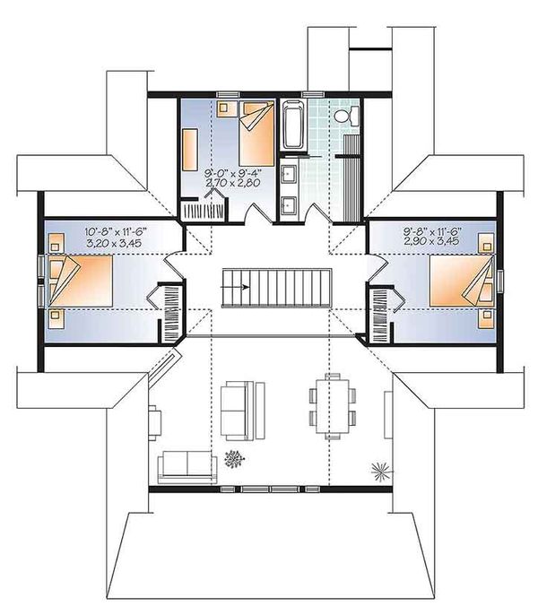 House Design - Traditional Floor Plan - Upper Floor Plan #23-2609