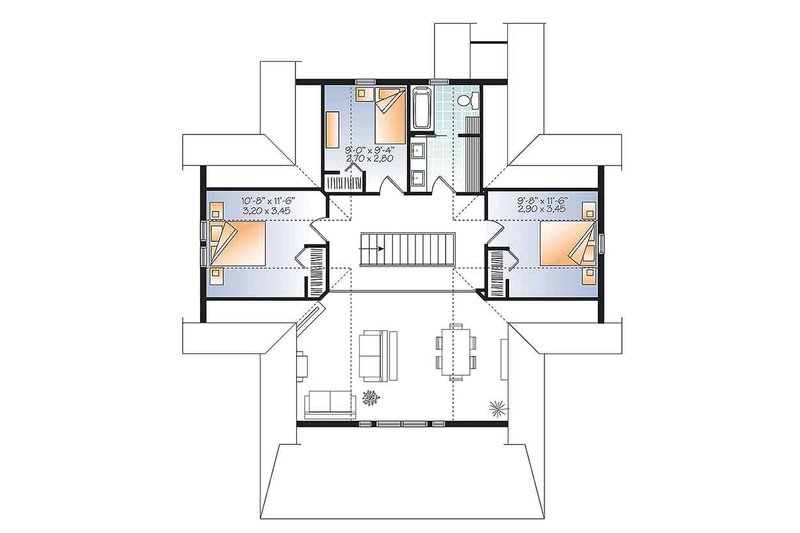 Dream House Plan - Floor Plan - Upper Floor for Traditional House Plan #23-2609 - 4 bed, 3 bath