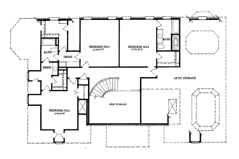 Home Plan - Floor Plan - Upper Floor for European House Plan #429-137 - 4 bed, 3.5 bath