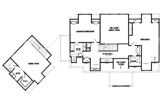 Floor Plan - Upper Floor for European House Plan #54-122 - 3 bed, 3.5 bath