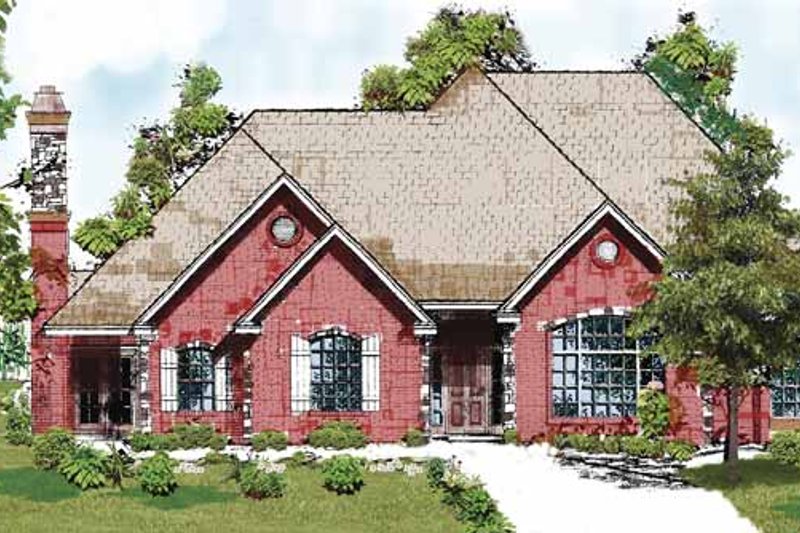 House Blueprint - Country Exterior - Front Elevation Plan #52-251