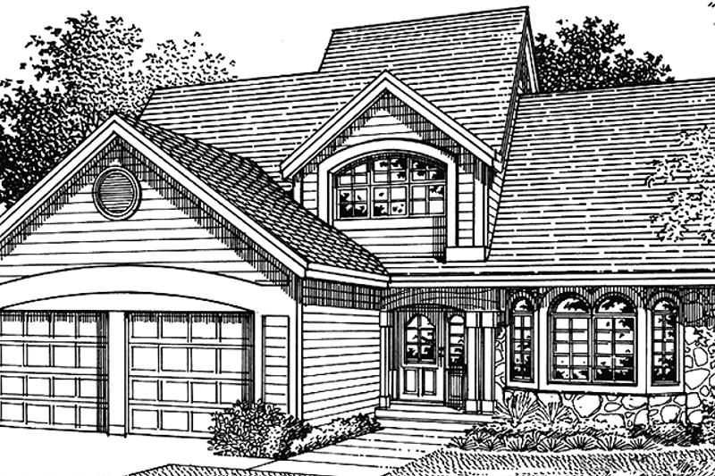 Dream House Plan - Prairie Exterior - Front Elevation Plan #320-1056