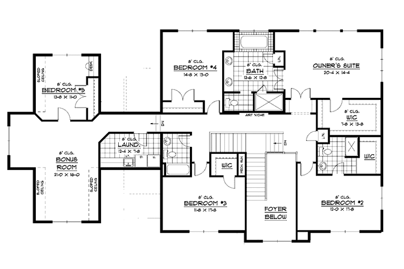 Home Plan - Floor Plan - Upper Floor for Colonial House Plan #51-683 - 5 bed, 3.5 bath