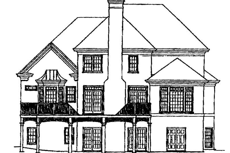 Home Plan - Exterior - Rear Elevation for European House Plan #429-58 - 4 bed, 3.5 bath