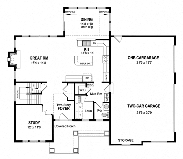 Architectural House Design - Traditional Floor Plan - Main Floor Plan #316-289