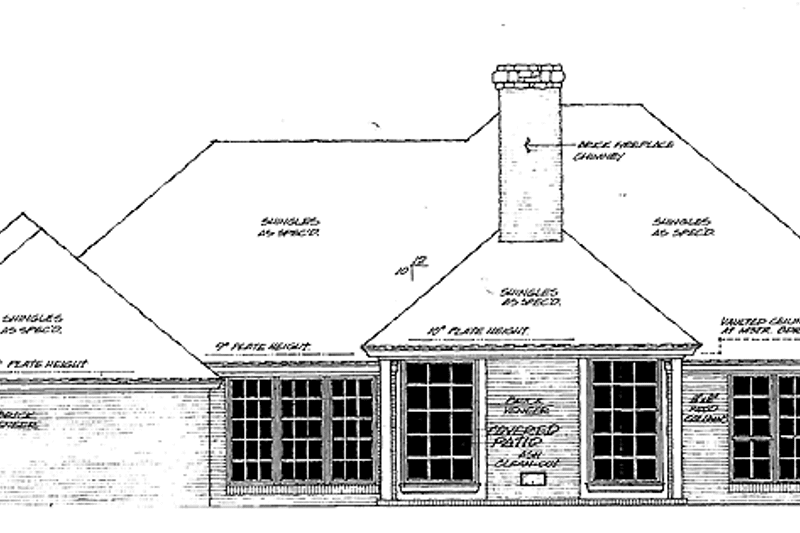 Home Plan - Exterior - Rear Elevation for European House Plan #310-1177 - 3 bed, 2.5 bath